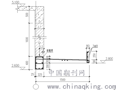 5蒸压加气混凝土砌块,墙厚250mm,在一层门洞顶设混凝土雨棚,如图1所示