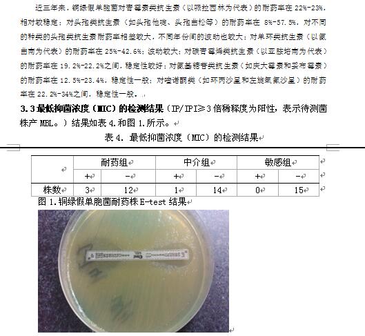 铜绿假单胞菌的医院感染分布及耐药性分析