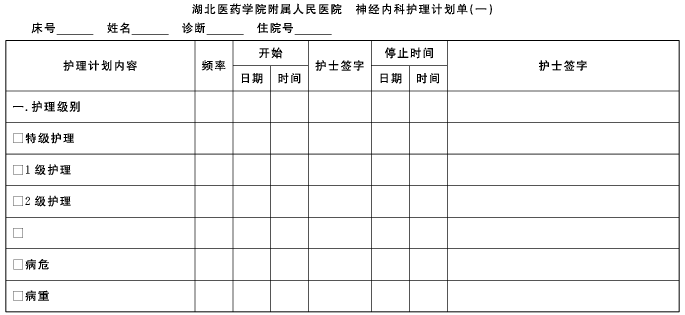 2017年优质护理服务工作计划表格样本