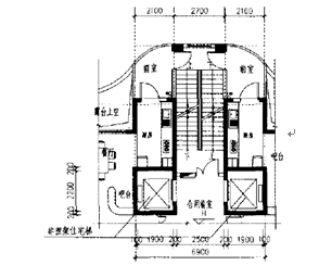 在该设计中,建筑原有井道深度为2200mm,而担架电梯在深度